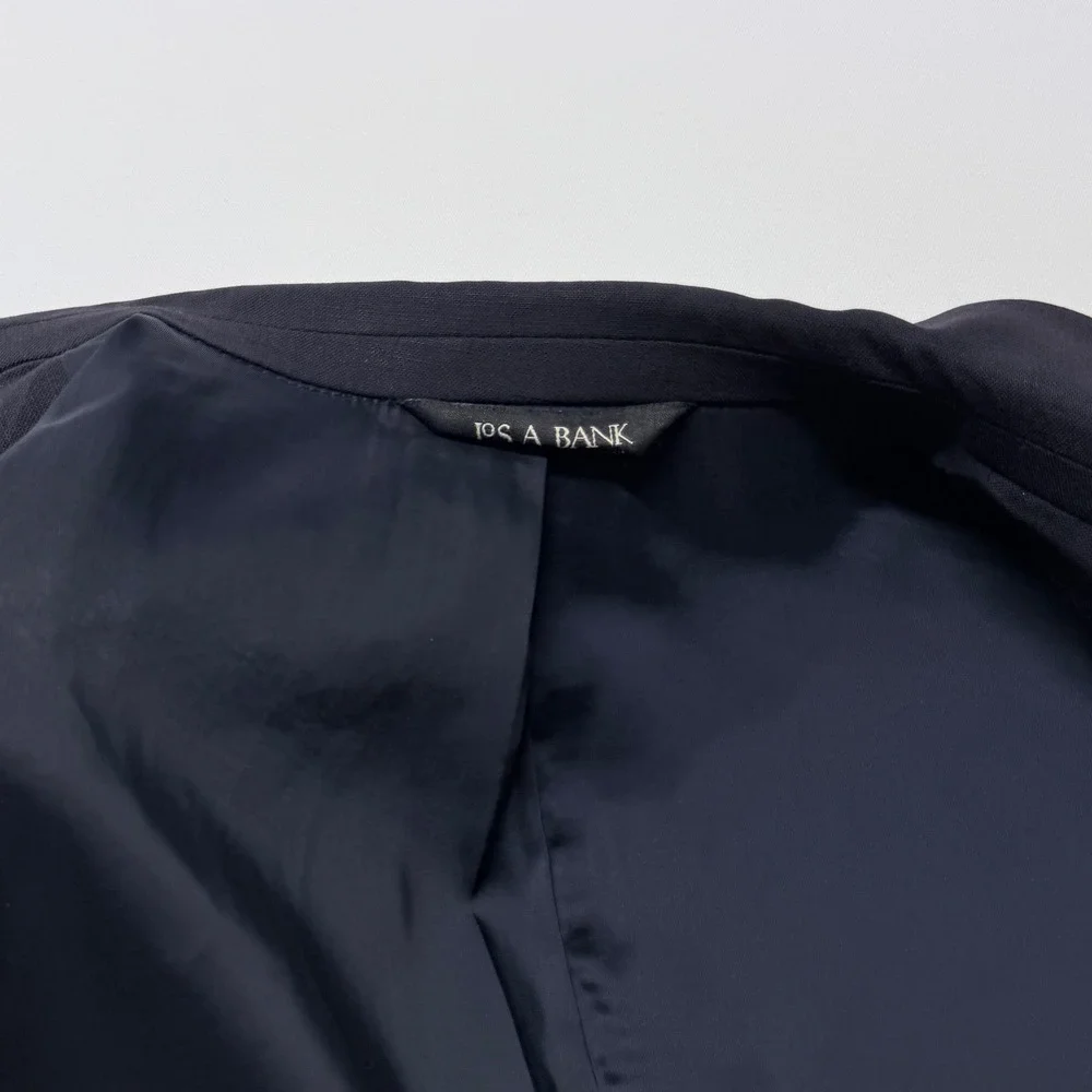 Jos. A. Bank Mens 44L Traveler Collection Navy Blue Wool Blend 2-Button Blazer